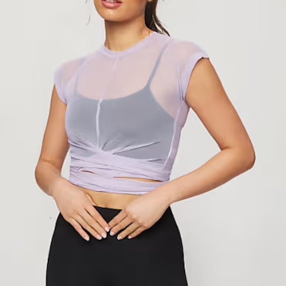Mesh Wrap Top in Lilac Lavender Light Purple, Dancewear, Ballet - SIZE L